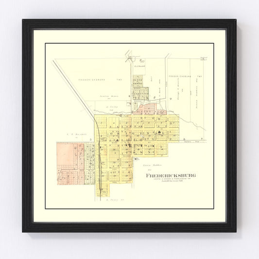 vintage map of Fredericksburg, Iowa, 1892