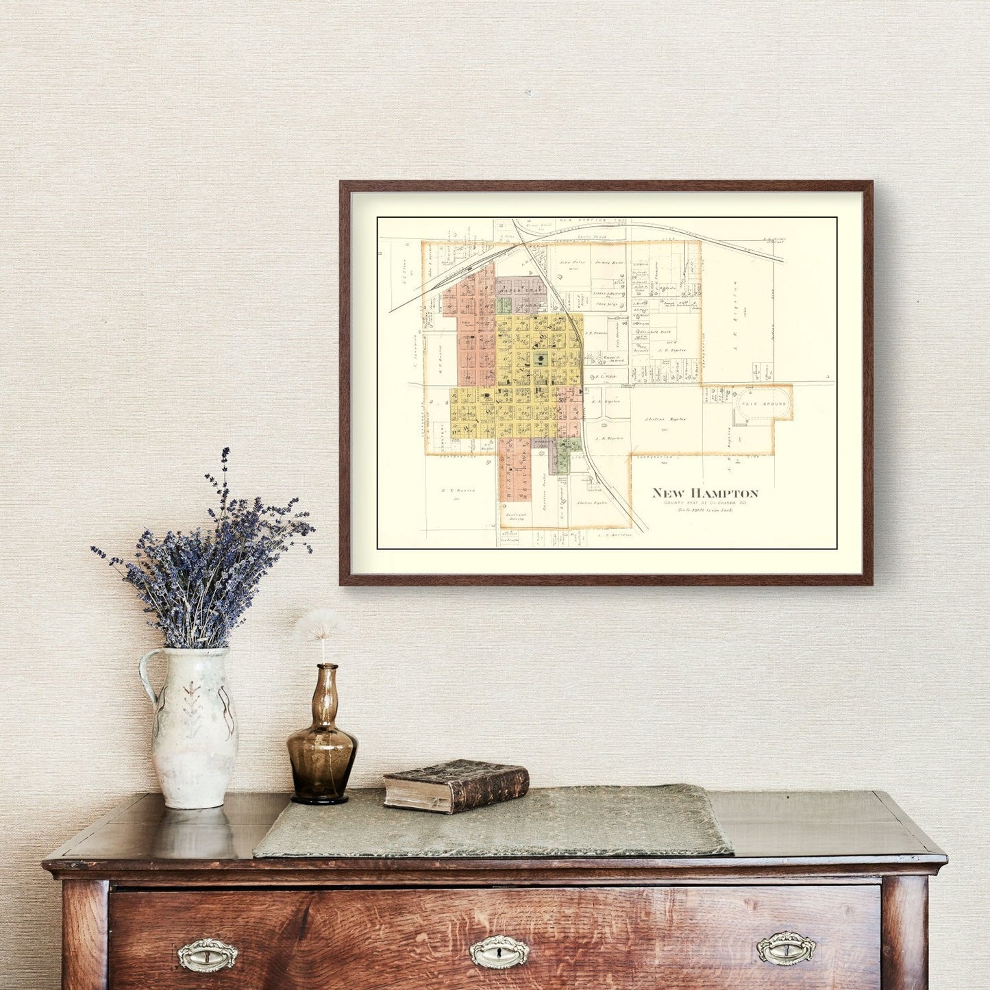Vintage Map of New Hampton, Iowa, 1892