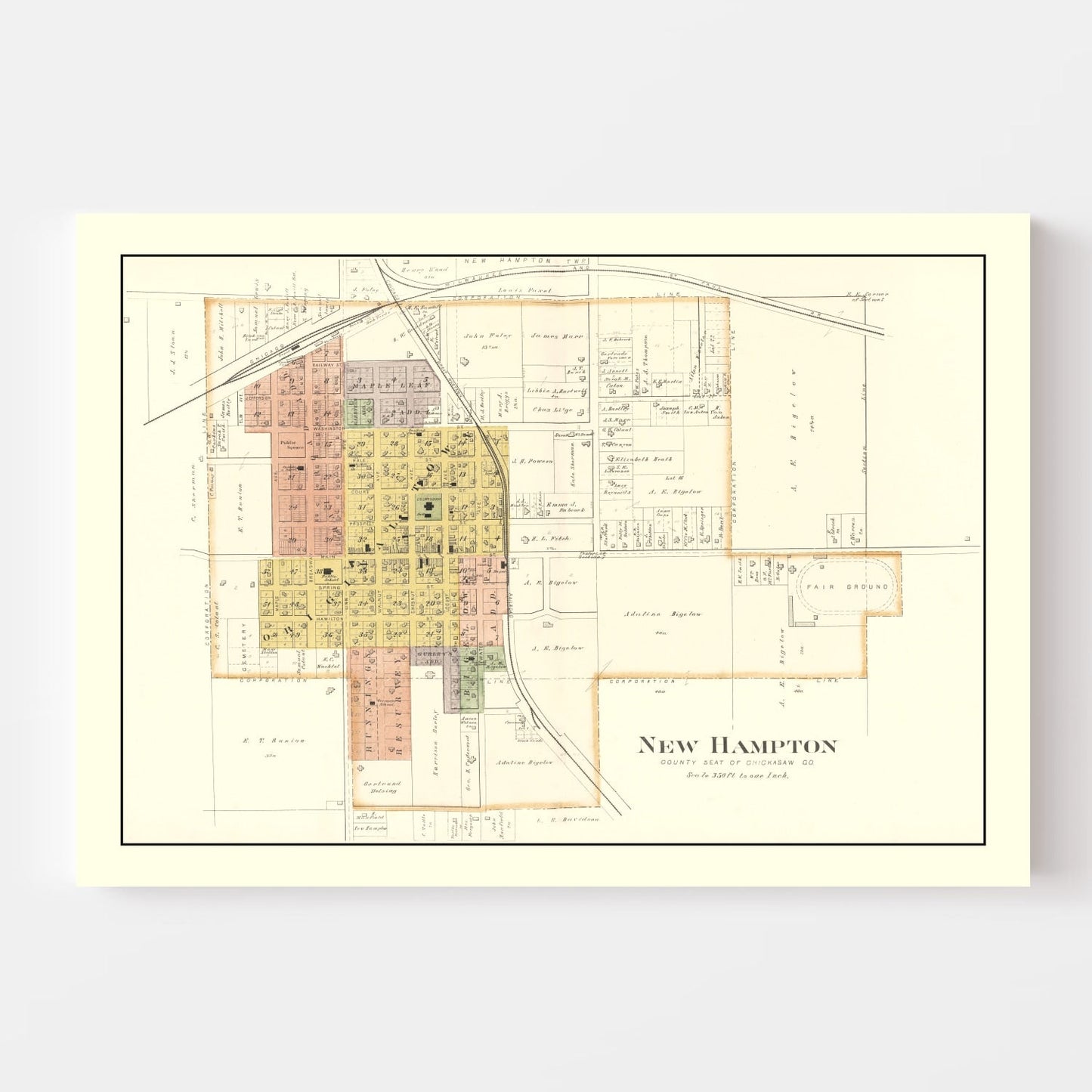 Vintage Map of New Hampton, Iowa, 1892