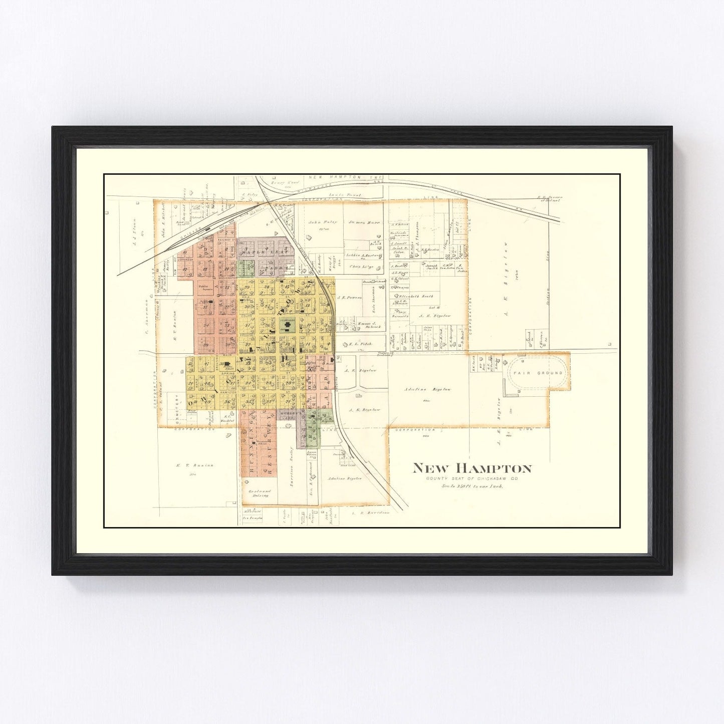 Vintage map of New Hampton, Iowa, 1892