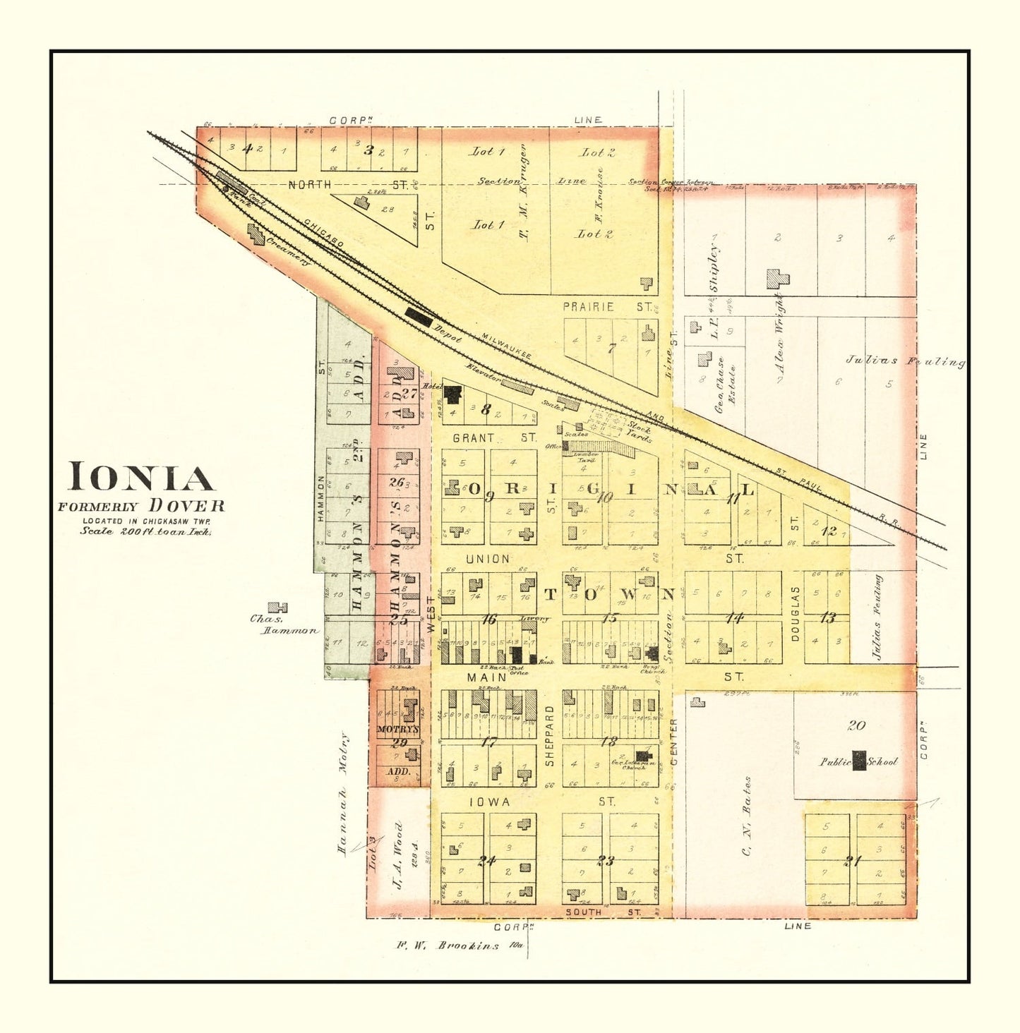 Vintage Map of Ionla, Iowa, 1892