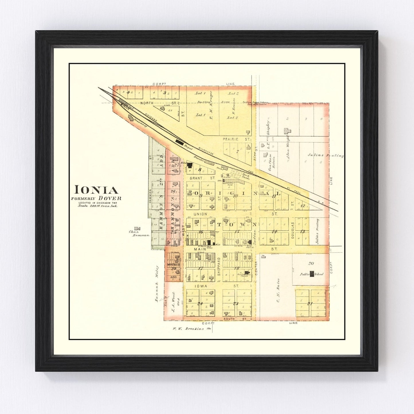 Vintage map of Ionla, Iowa, 1892