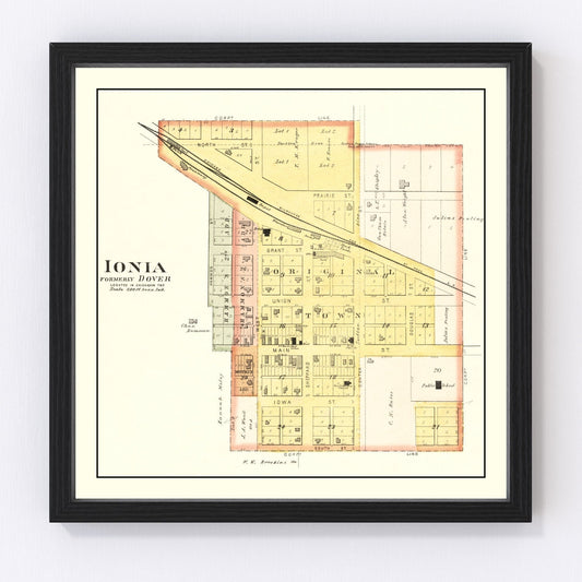 Vintage map of Ionla, Iowa, 1892