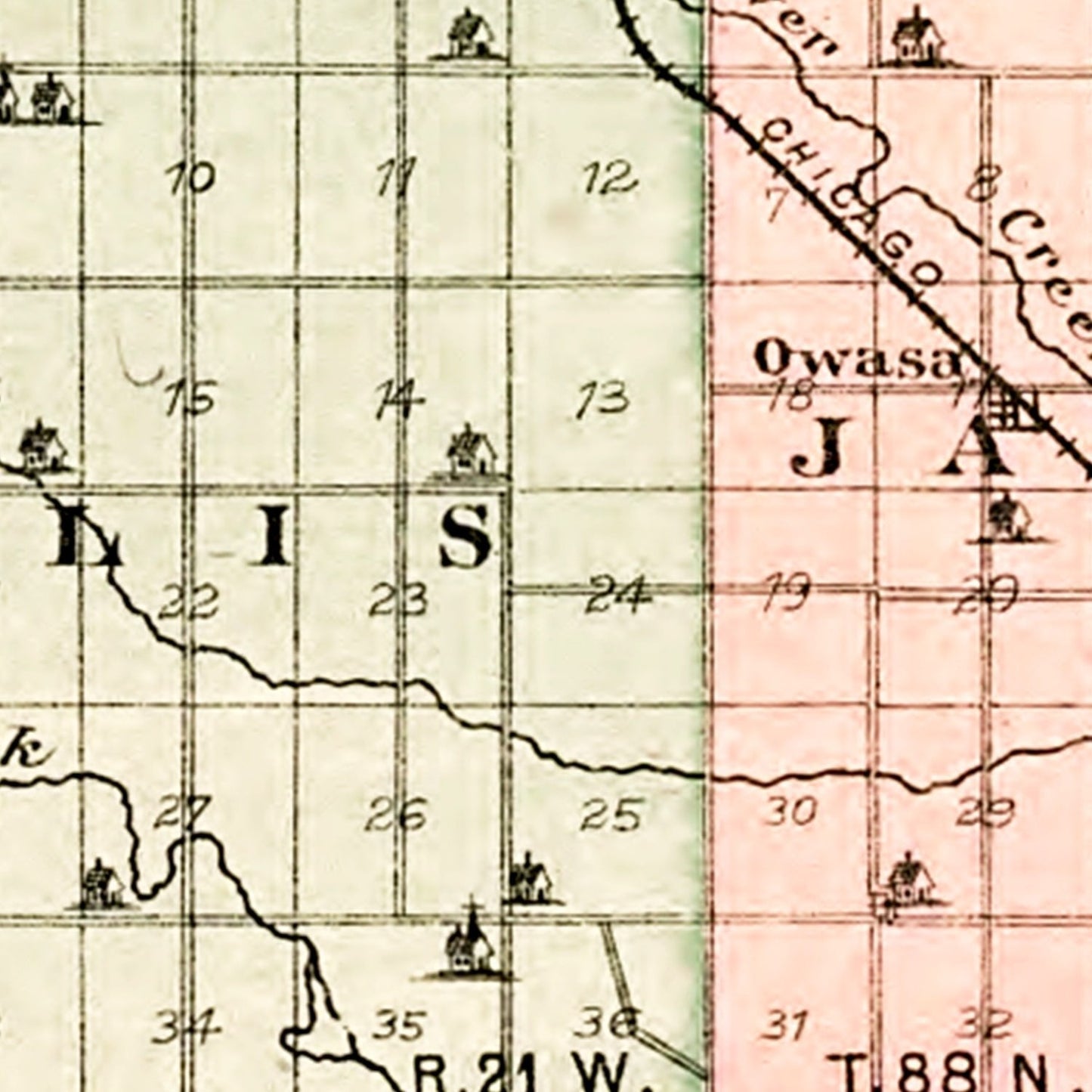 Vintage Map of Hardin County, Iowa, 1892