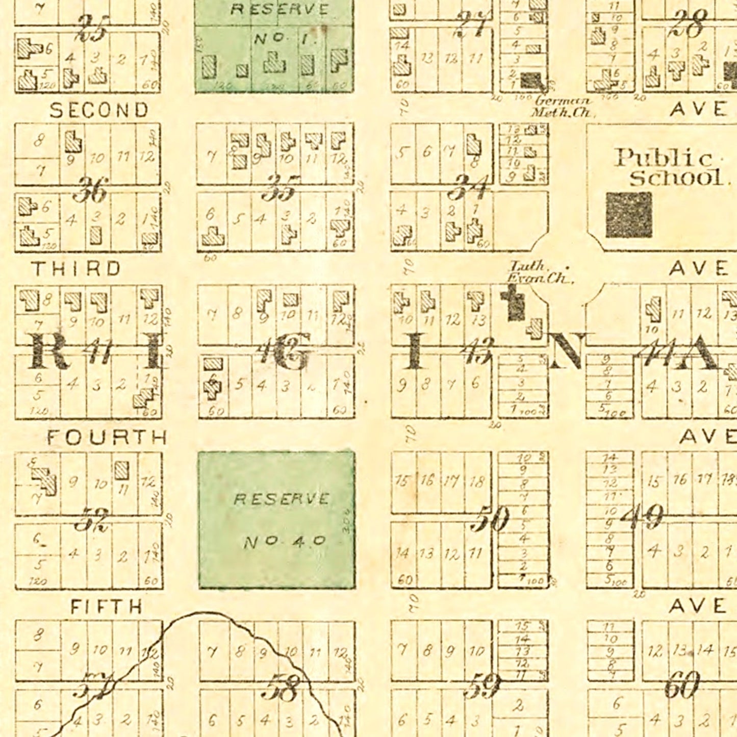 Vintage Map of Ackley, Iowa, 1892