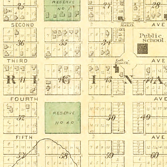 Vintage Map of Ackley, Iowa, 1892