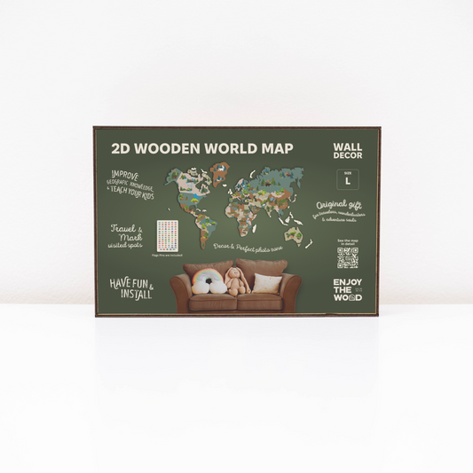 Wooden Kids World Map Wall Art
