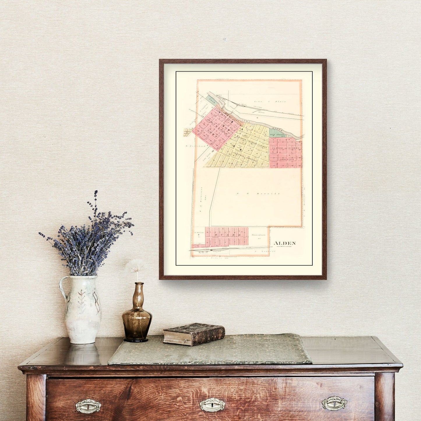 Vintage Map of Alden, Iowa, 1892