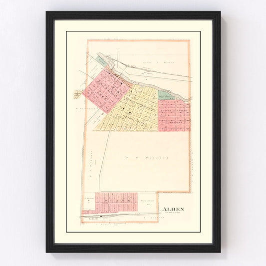 Vintage map of Alden, Iowa, 1892 - restored print