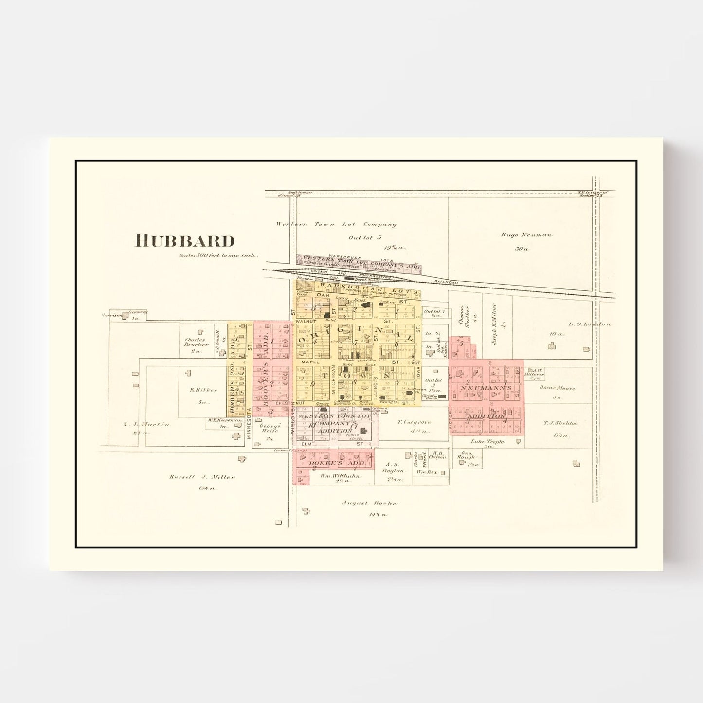 Vintage Map of Hubbard, Hardin County, Iowa, 1892
