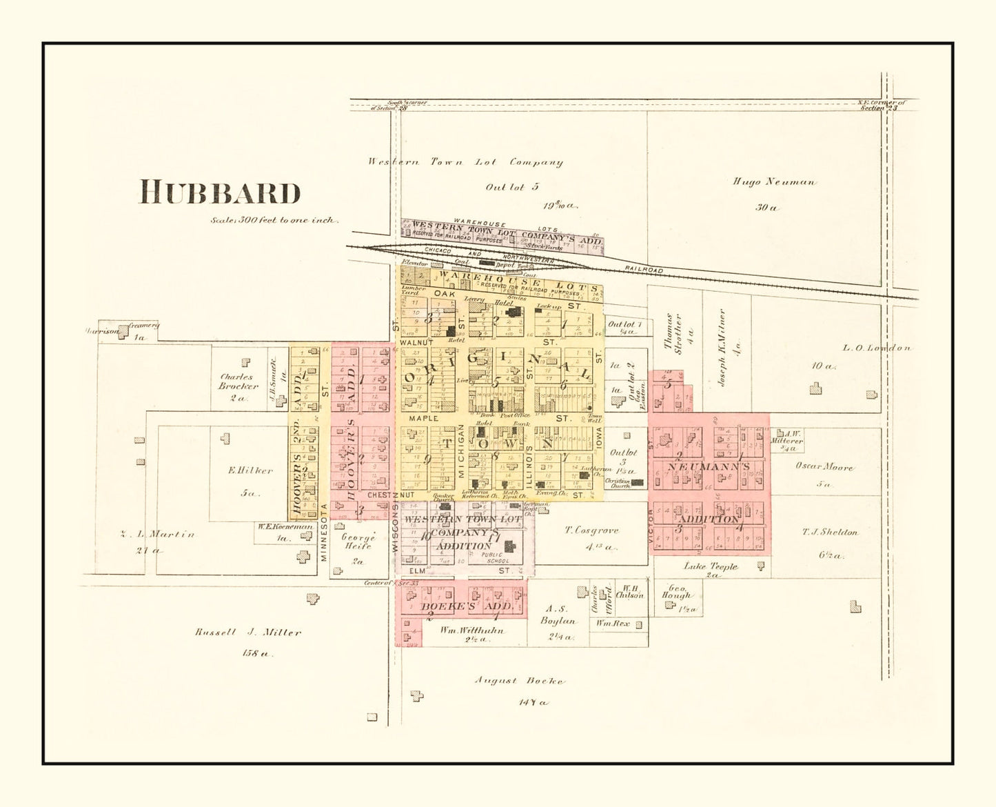 Vintage Map of Hubbard, Hardin County, Iowa, 1892