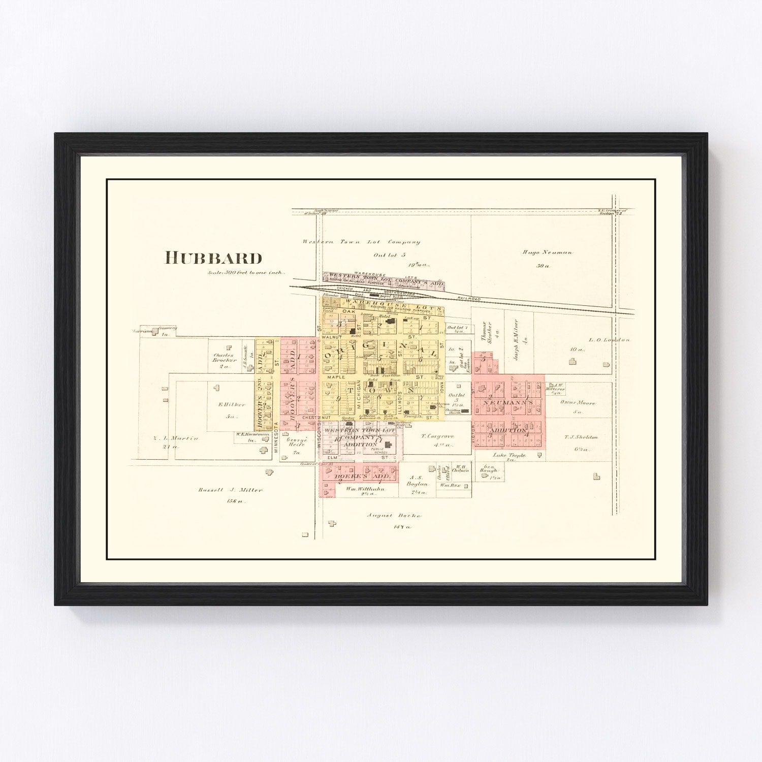 vintage map of Hubbard, Iowa, 1892