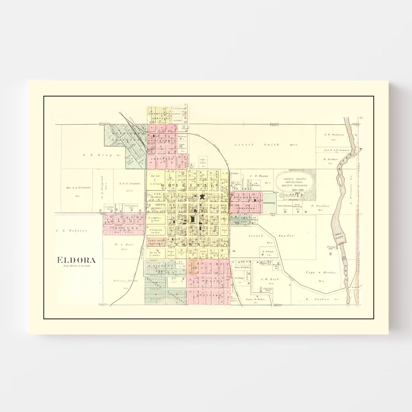 Vintage Map of Eldora, Iowa, 1892