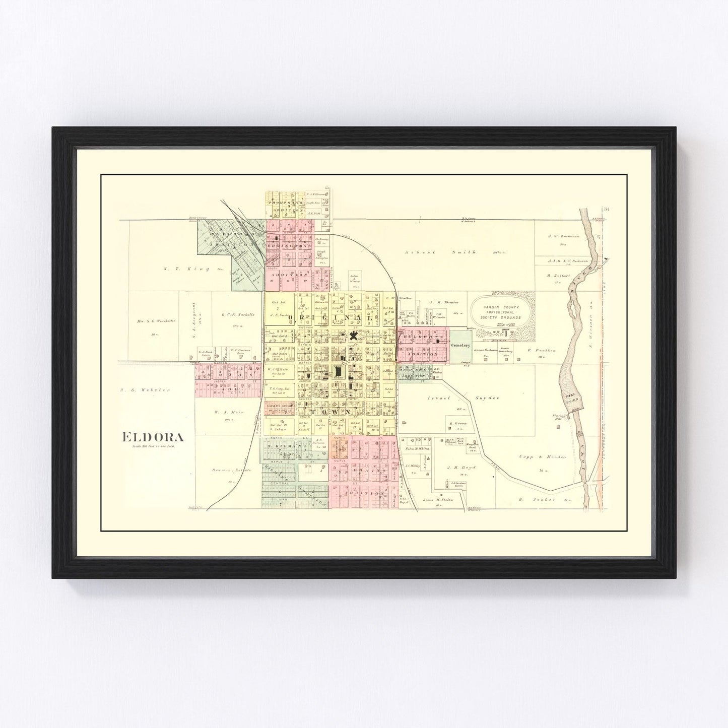 Vintage map of Eldora, Iowa, 1892