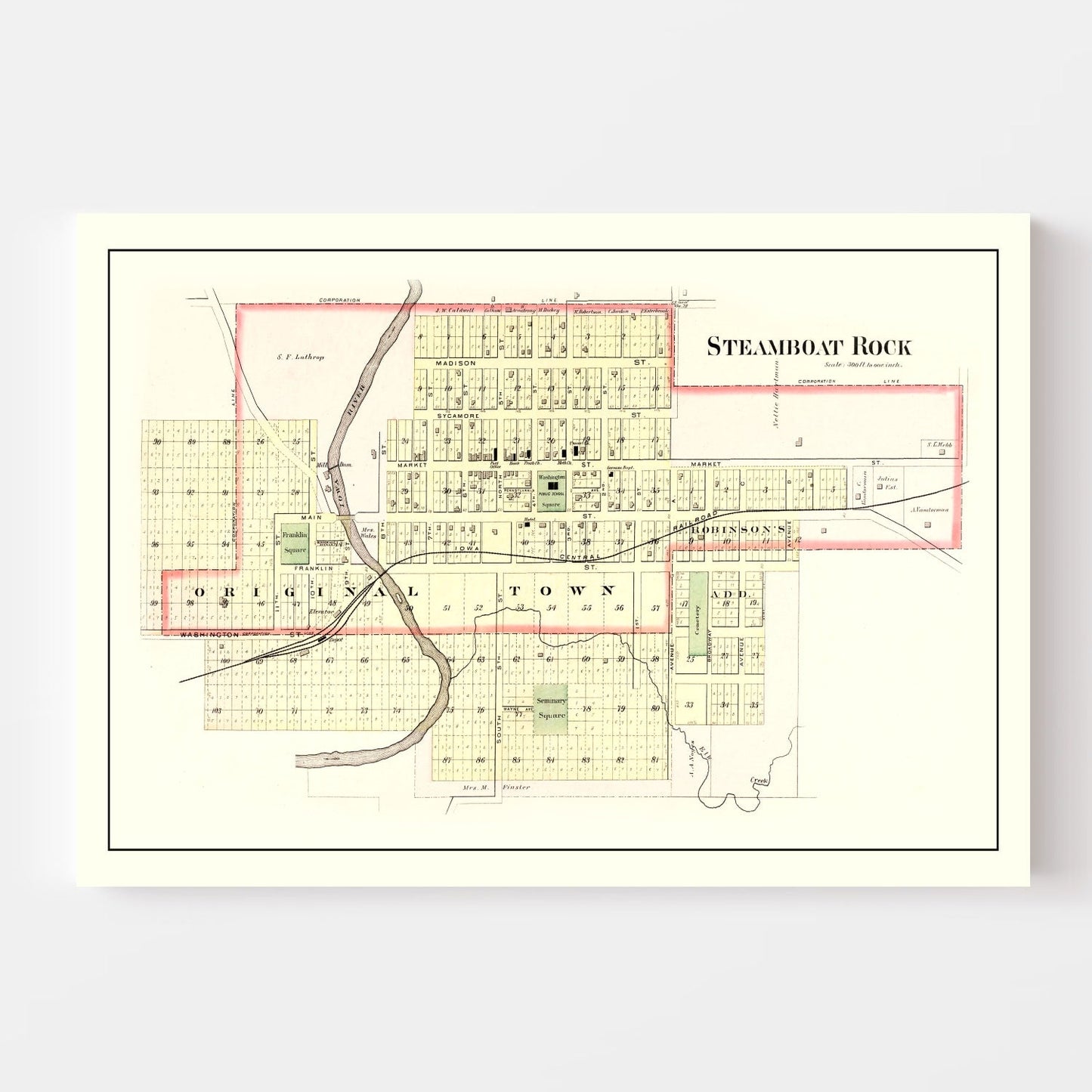 Vintage Map of Steamboat Rock, Iowa, 1892