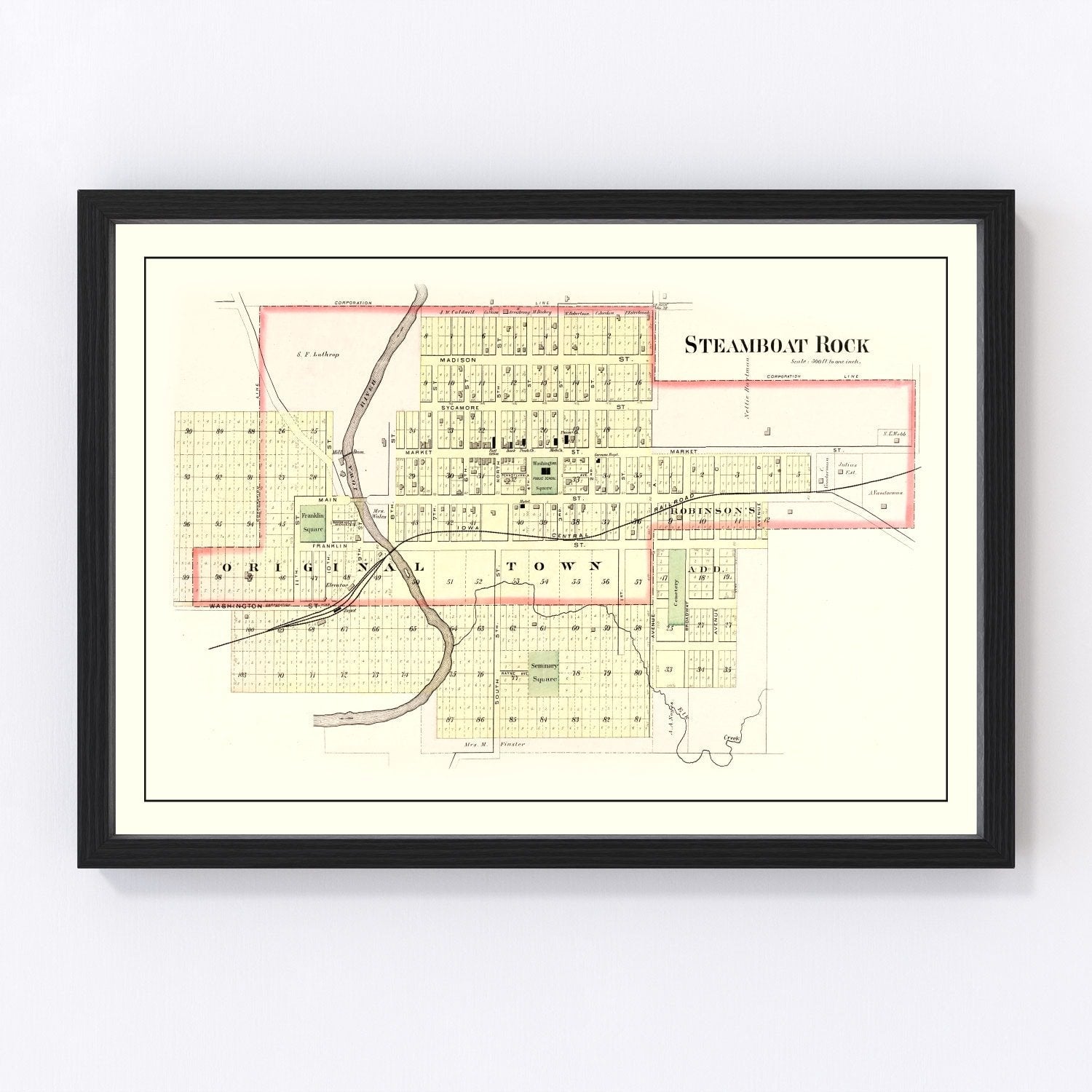 Vintage map of Steamboat Rock, Iowa, 1892