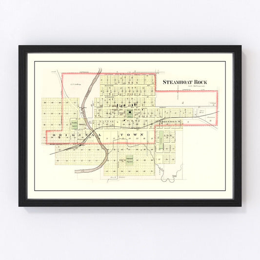 Vintage map of Steamboat Rock, Iowa, 1892
