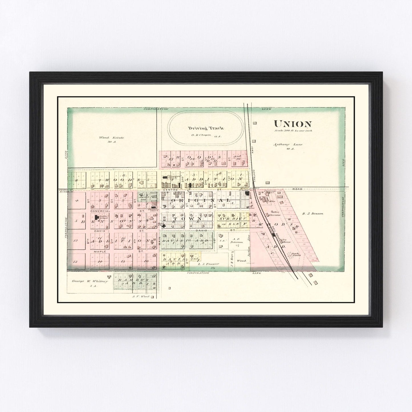 vintage map of Union, Iowa, 1892