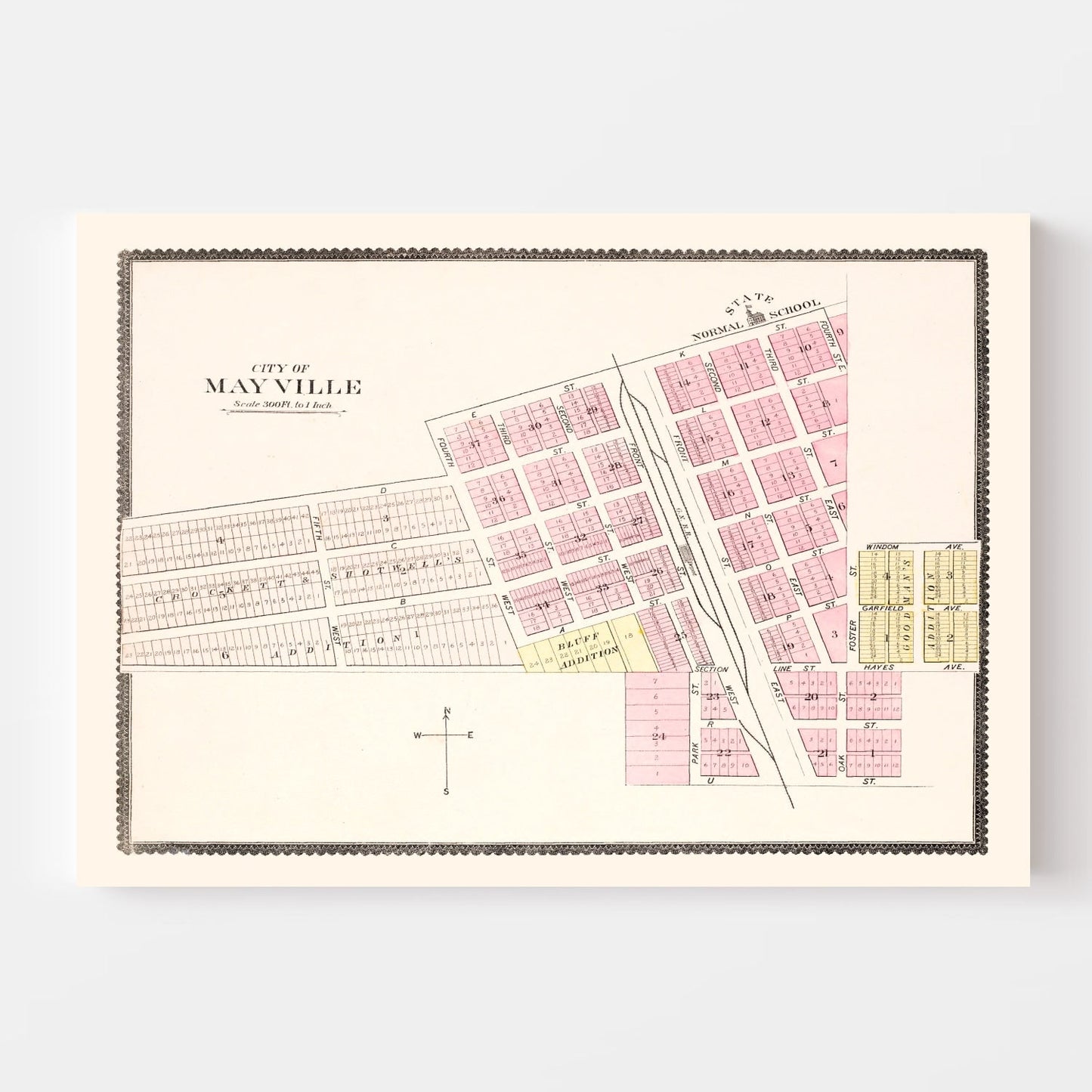 Vintage Map of Mayville, North Dakota, 1892