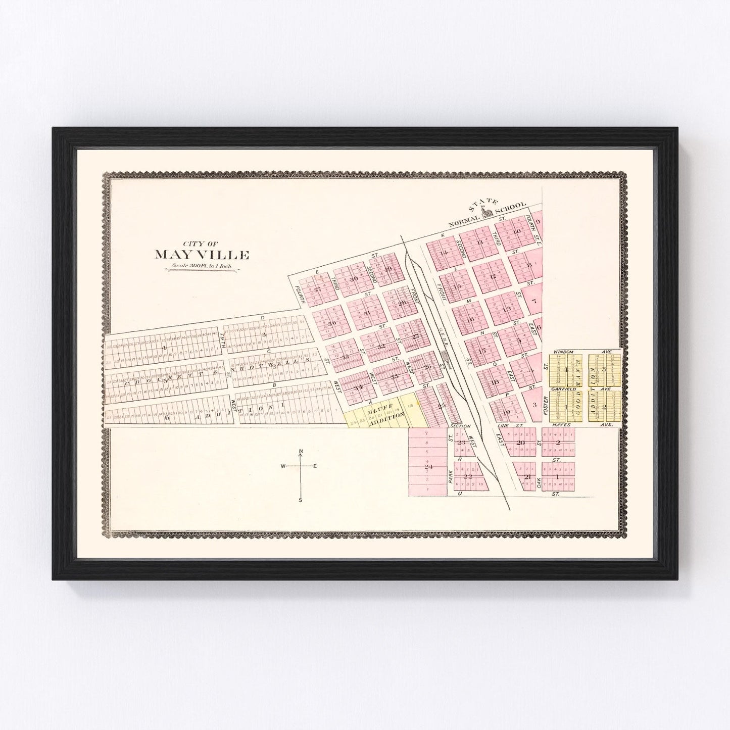 Vintage map of Mayville, North Dakota, 1892