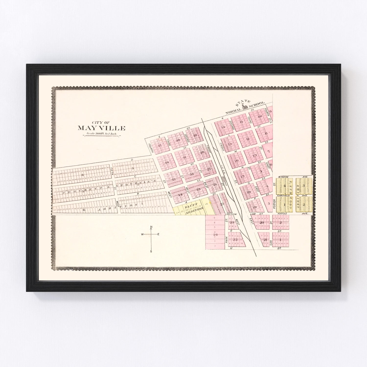 Vintage map of Mayville, North Dakota, 1892