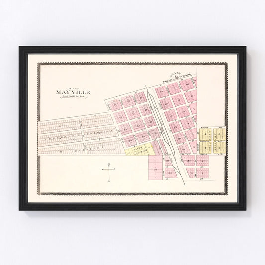 Vintage map of Mayville, North Dakota, 1892