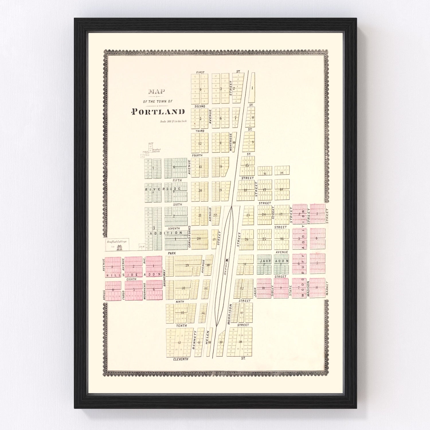 Vintage map of Portland, North Dakota, 1892