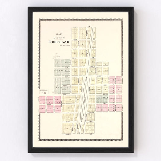 Vintage map of Portland, North Dakota, 1892
