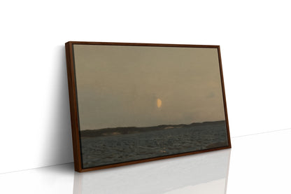Moonrise Over Quiet Waters Minimalist Seascape Wall Art