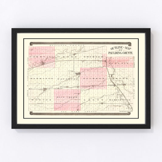 Vintage map of Paulding County, Ohio, 1892