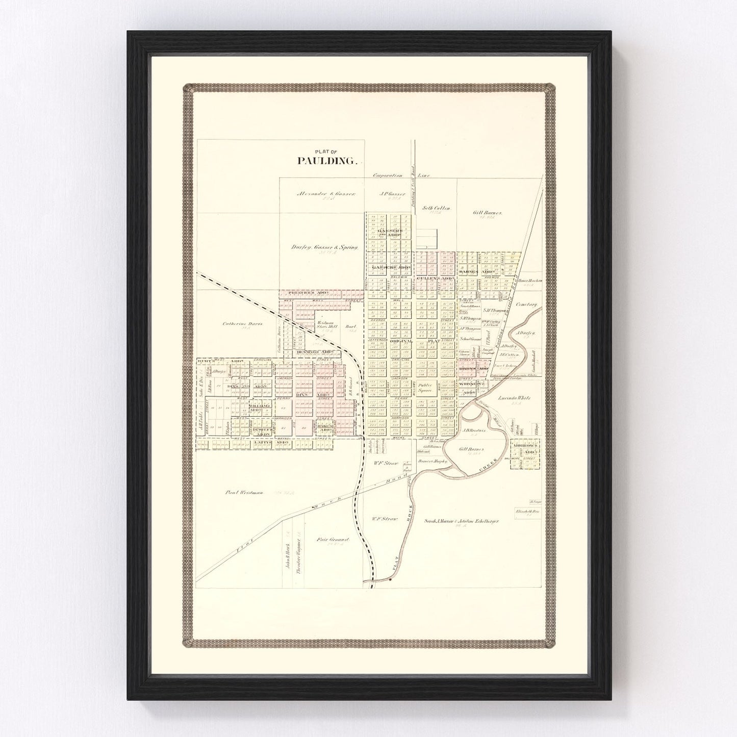 Vintage map of Paulding, Ohio, 1892