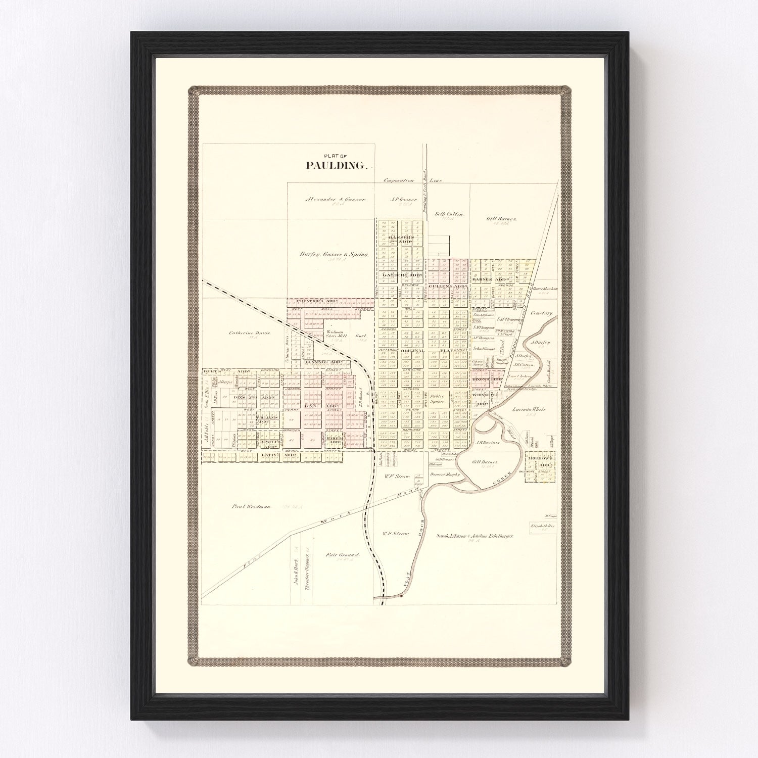 Vintage map of Paulding, Ohio, 1892