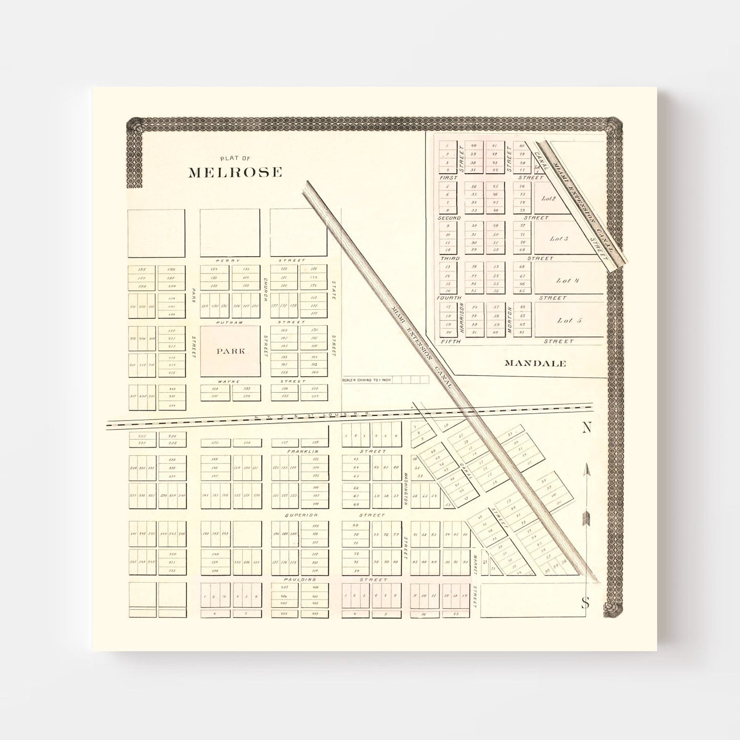 Vintage Map of Melrose, Ohio, 1892