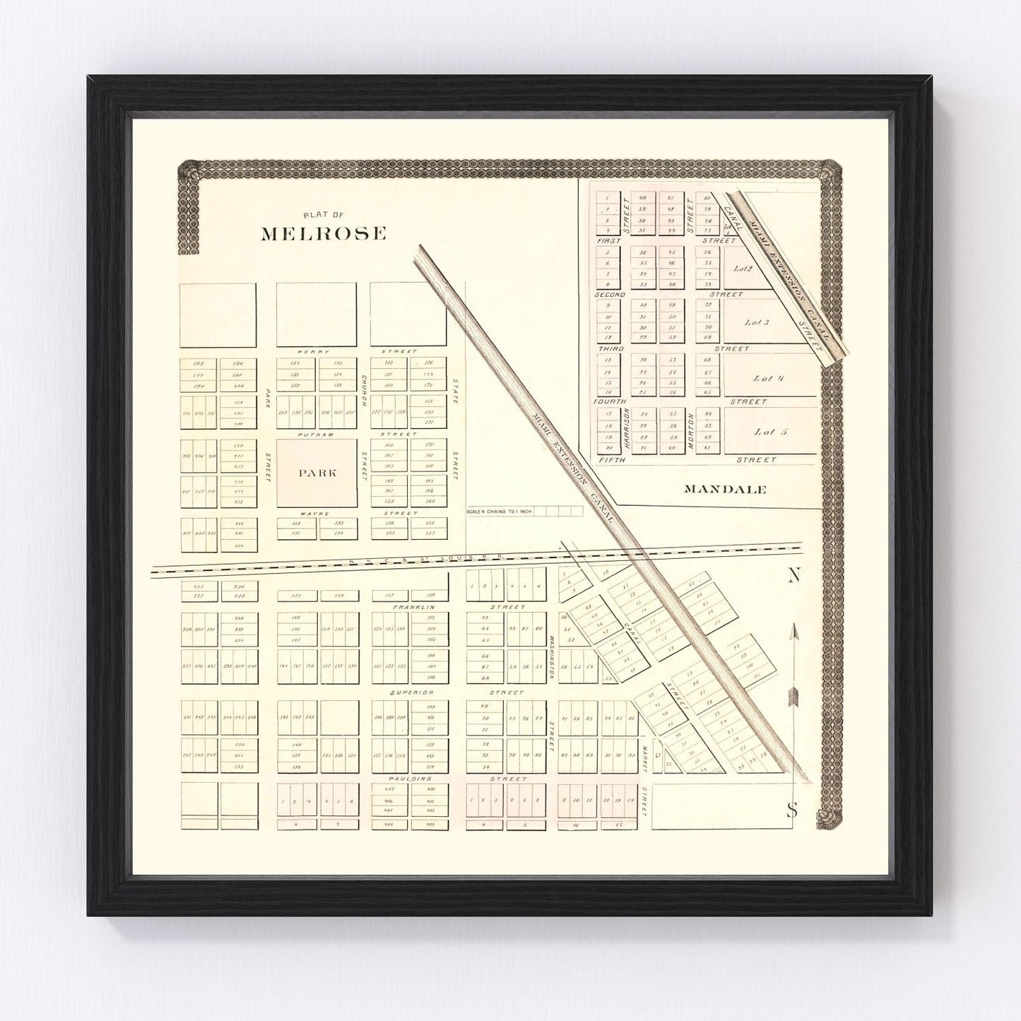 Vintage map of Melrose, Ohio, 1892
