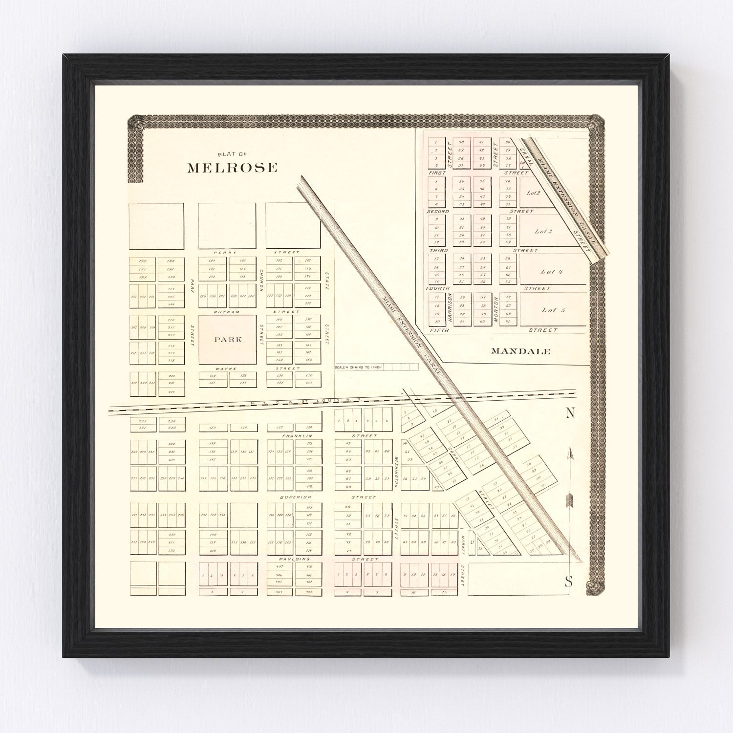 Vintage map of Melrose, Ohio, 1892