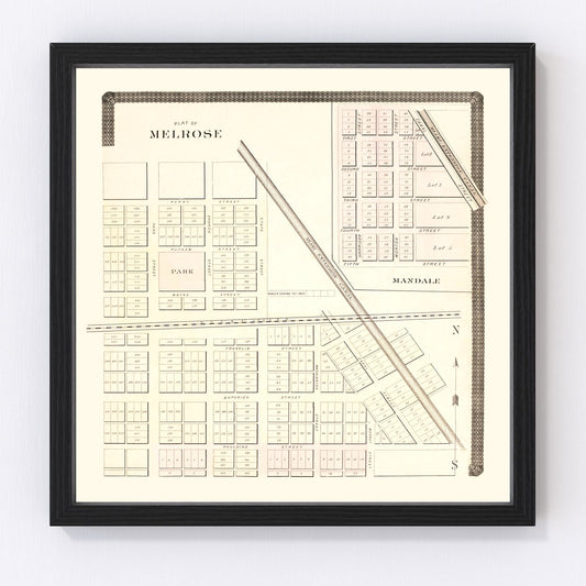Vintage map of Melrose, Ohio, 1892