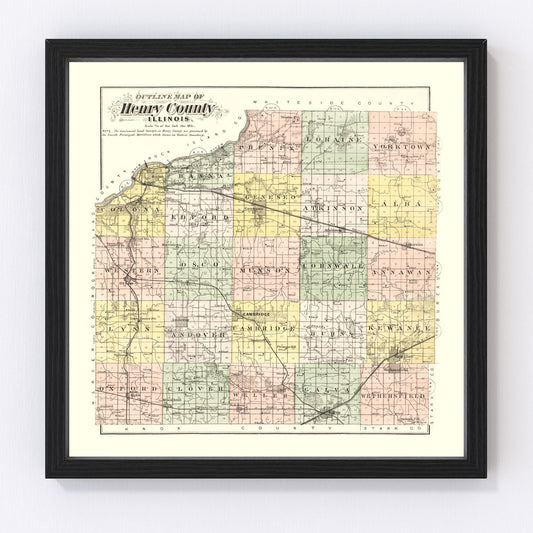 Vintage map of Henry County, Illinois, 1893
