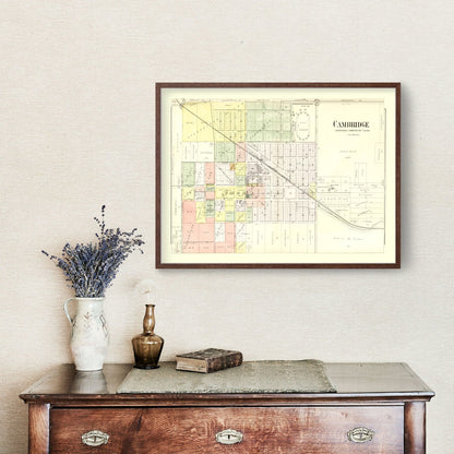Vintage Map of Cambridge, Illinois, 1893