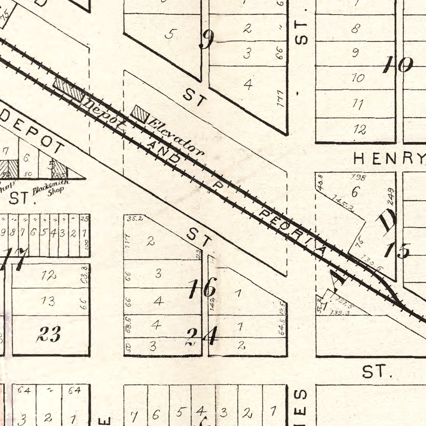 Vintage Map of Cambridge, Illinois, 1893
