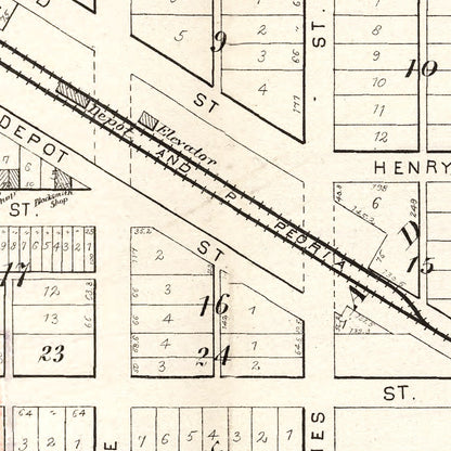 Vintage Map of Cambridge, Illinois, 1893