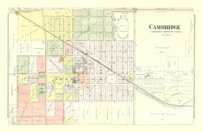 Vintage Map of Cambridge, Illinois, 1893