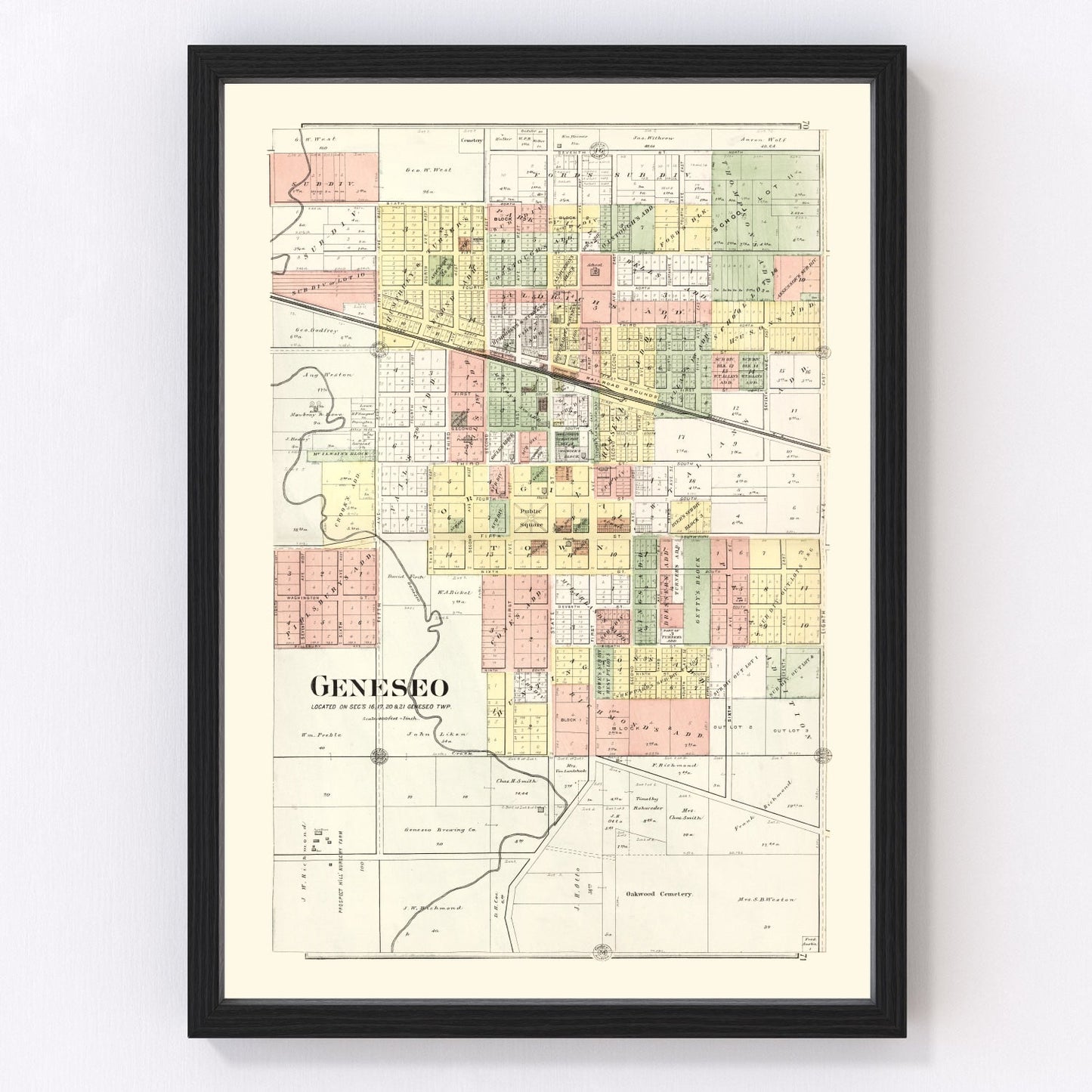 Vintage map of Geneseo, Illinois, 1893