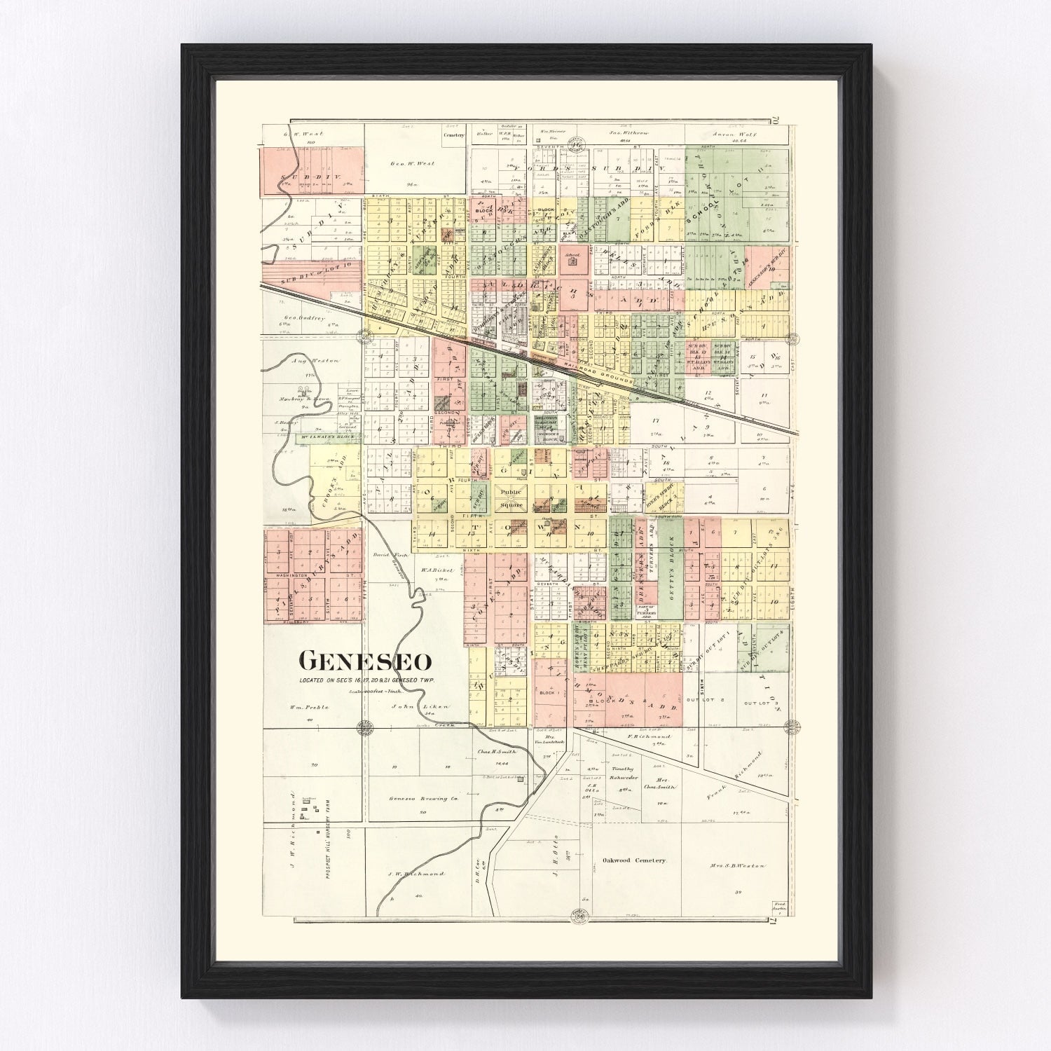 Vintage map of Geneseo, Illinois, 1893