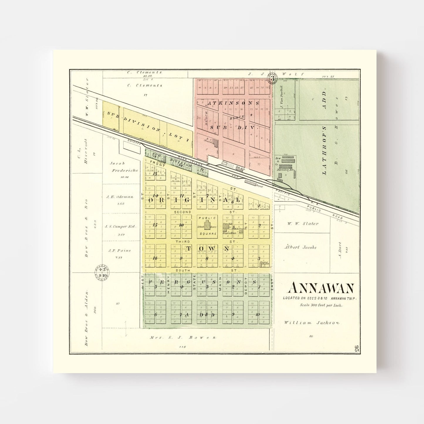 Vintage Map of Annawan, Illinois, 1893