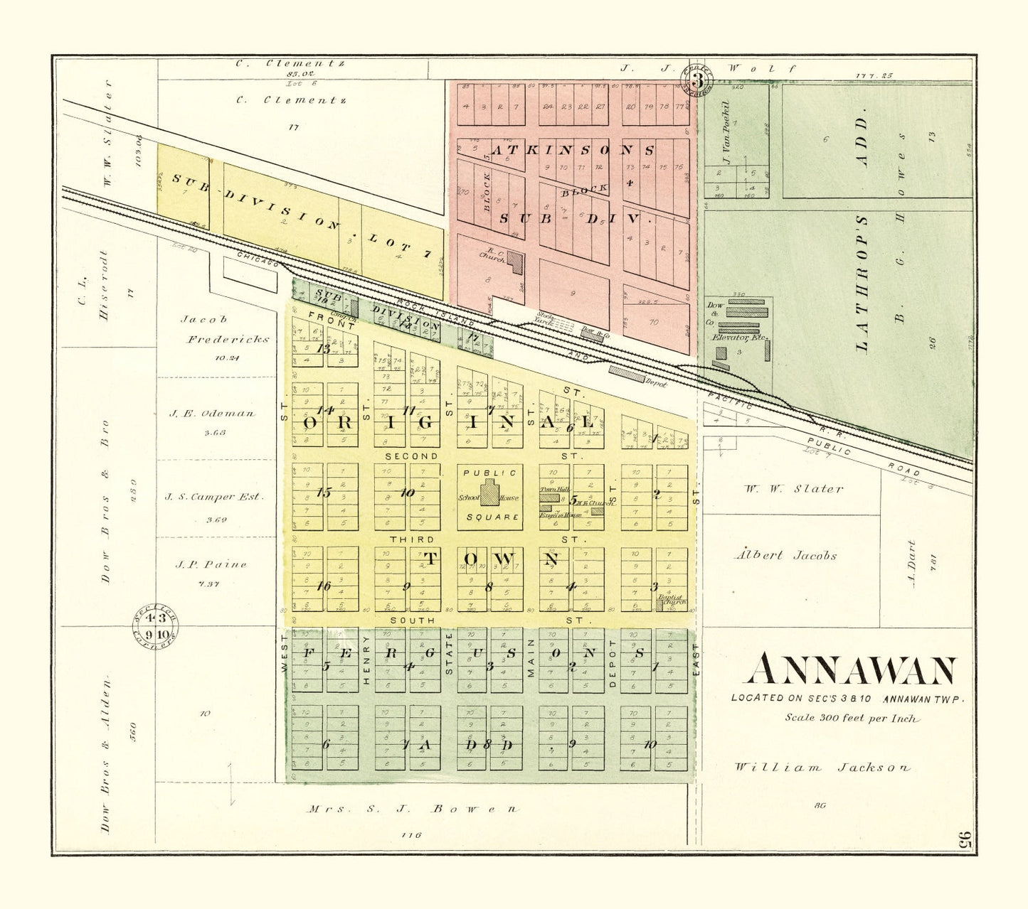 Vintage Map of Annawan, Illinois, 1893