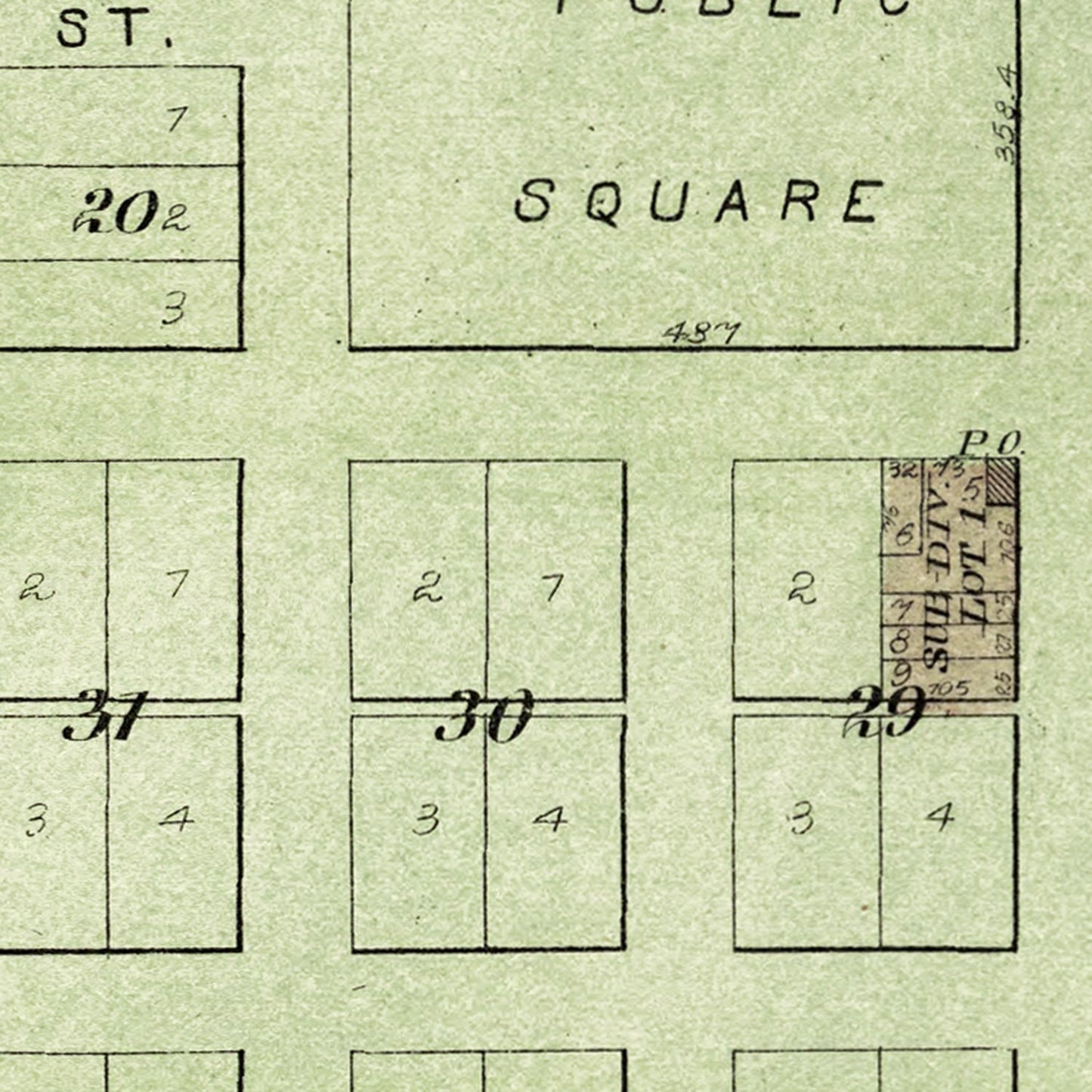 Vintage Map of Bishop Hill, Illinois, 1893