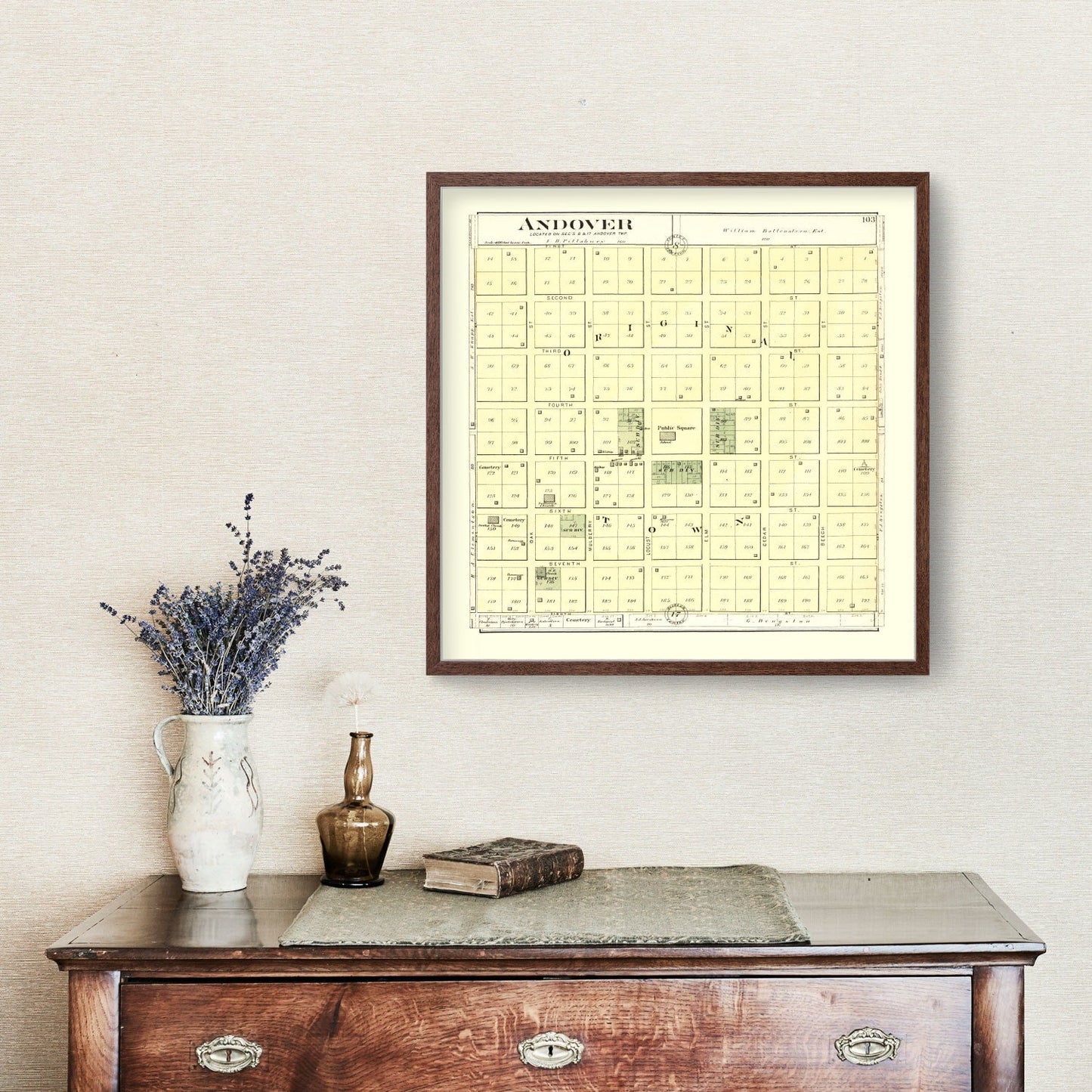 Vintage Map of Andover, Illinois, 1893
