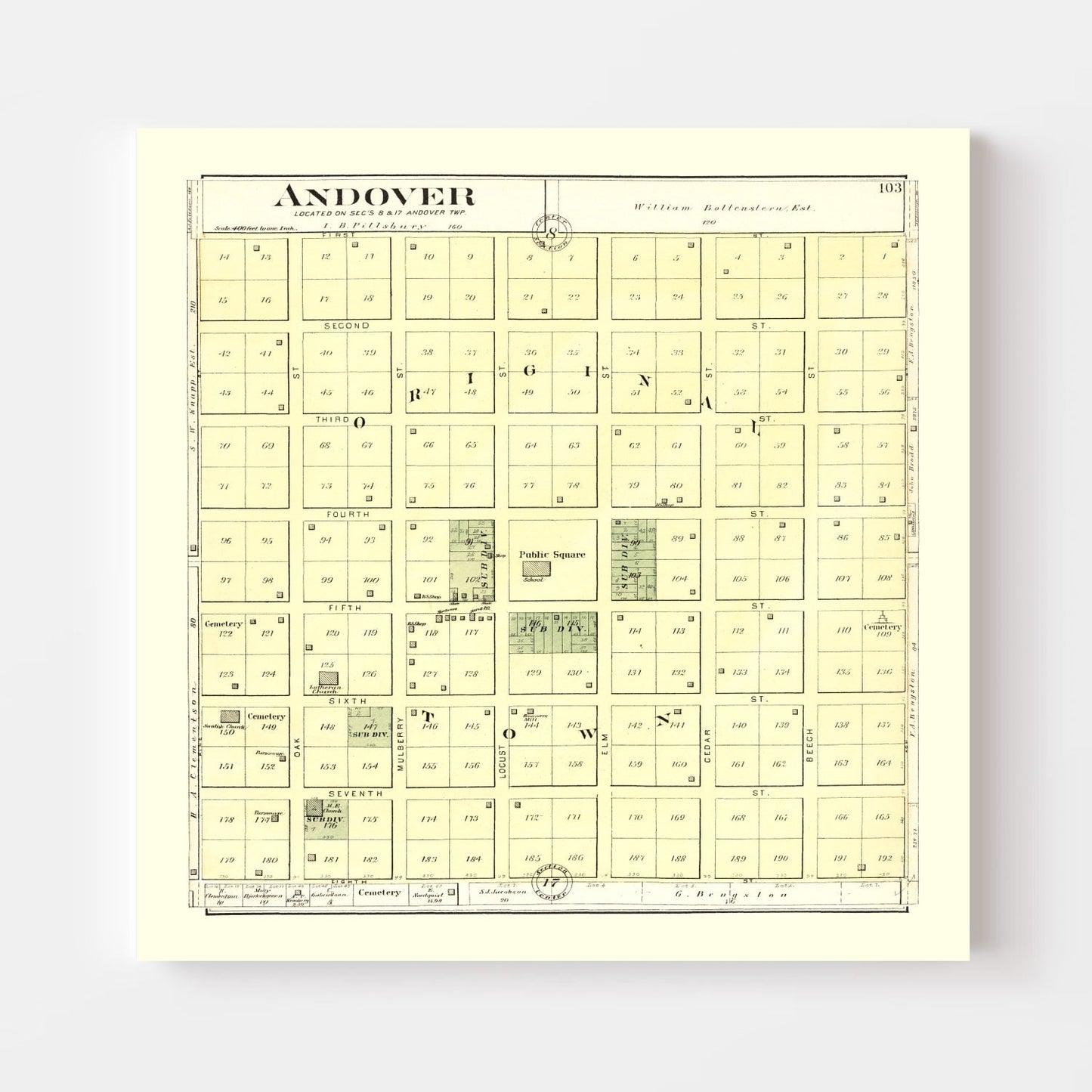 Vintage Map of Andover, Illinois, 1893