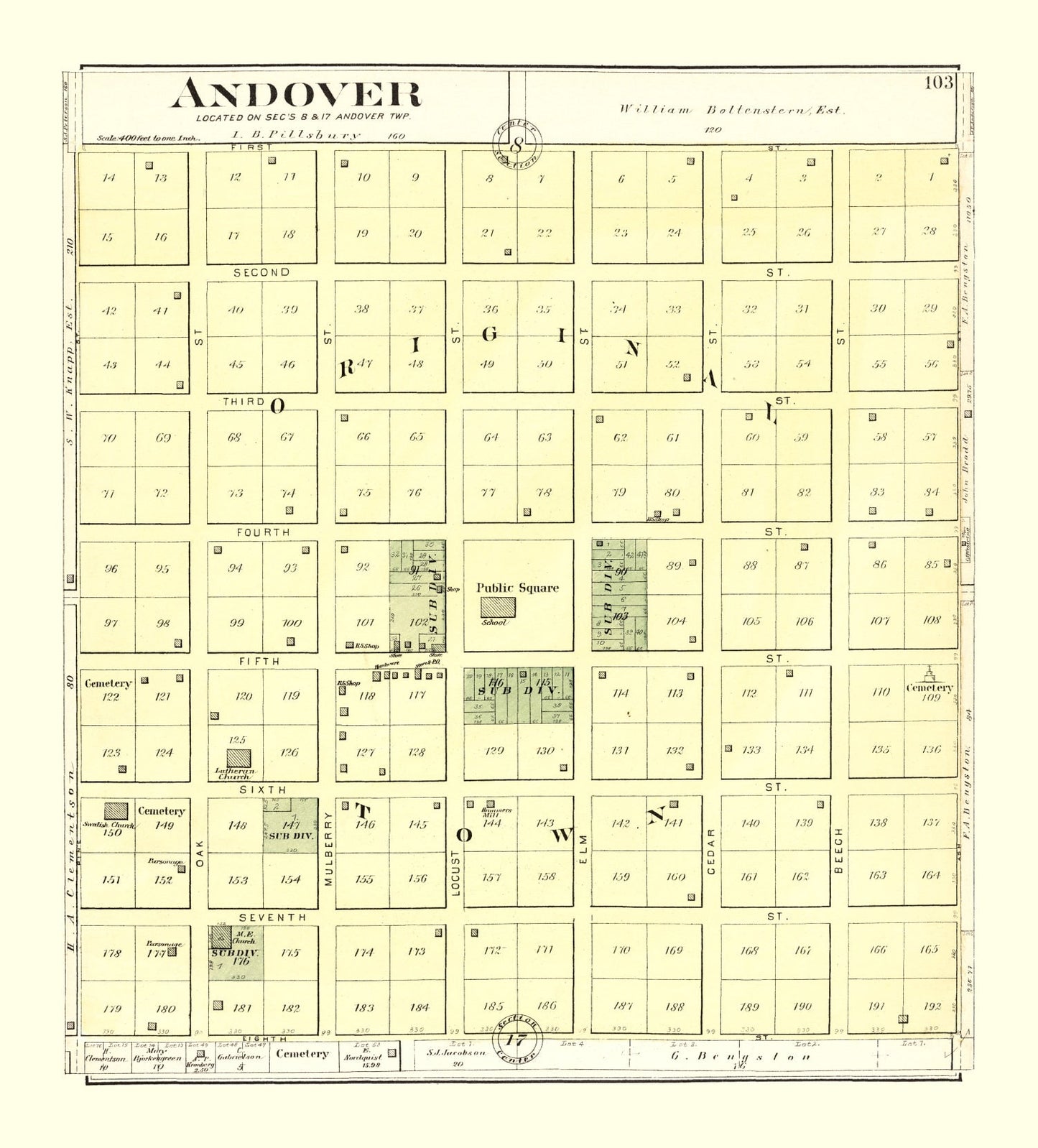 Vintage Map of Andover, Illinois, 1893