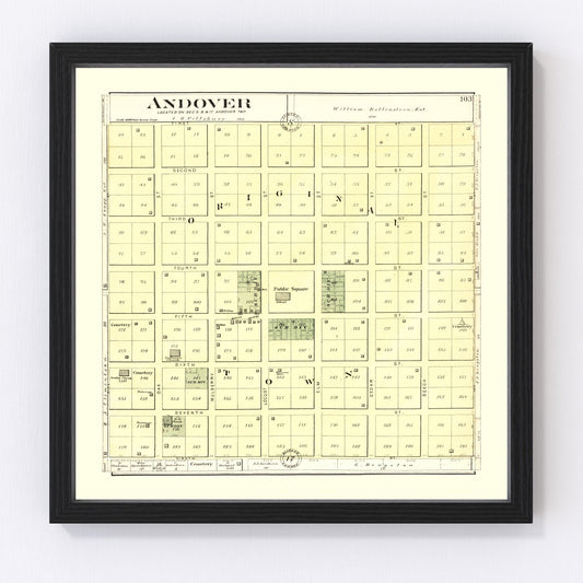 Restored vintage map of Andover, Illinois, 1893